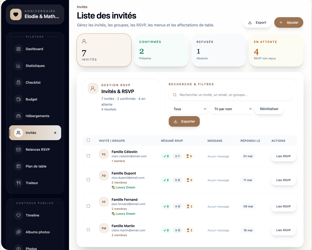 Invités & RSVP